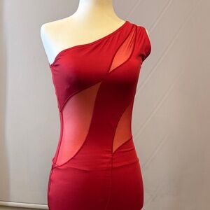 Elegant Red One-Shoulder Dress